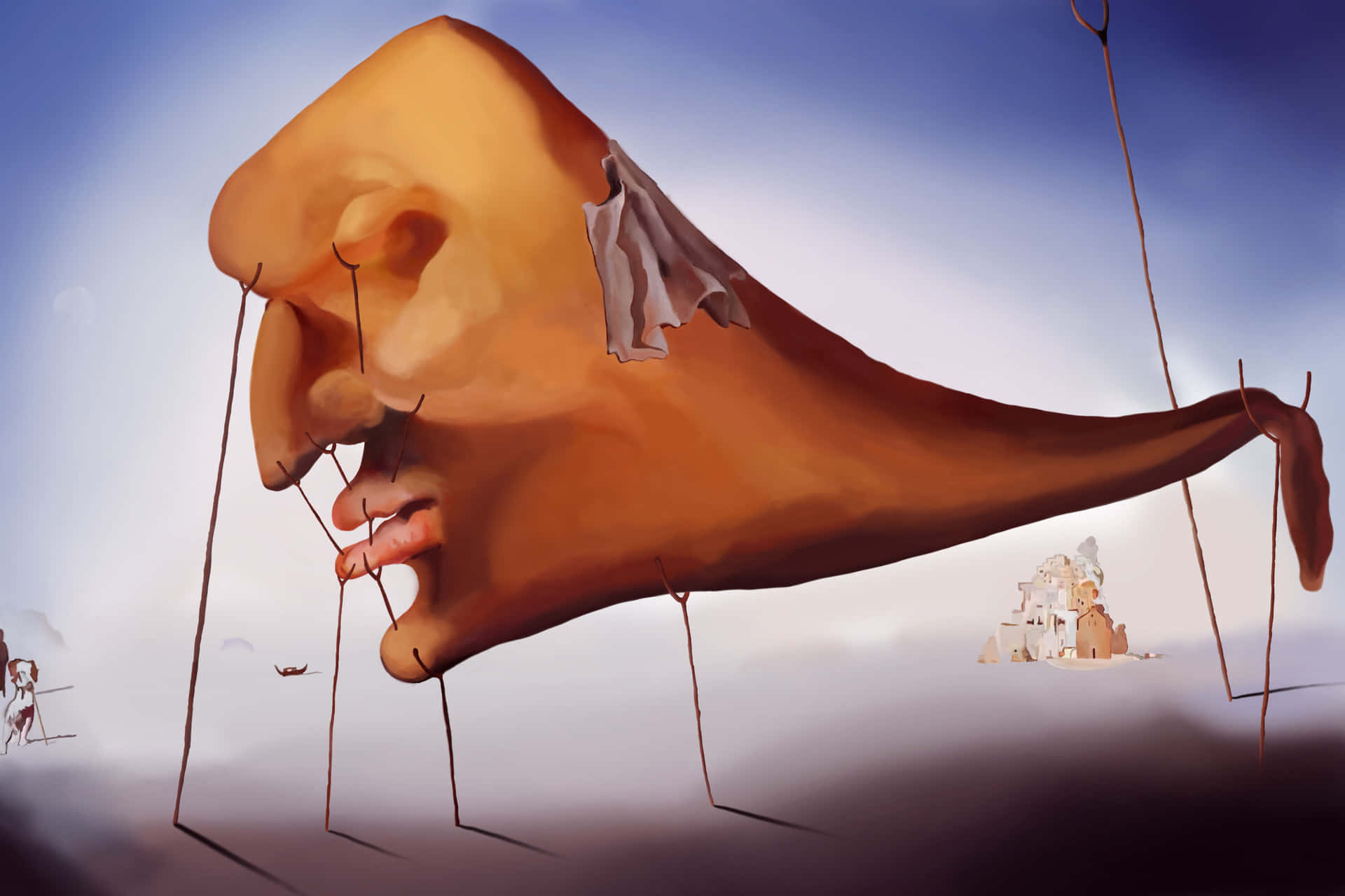 Surreal Scene from Salvador Dali's Painting Wallpaper