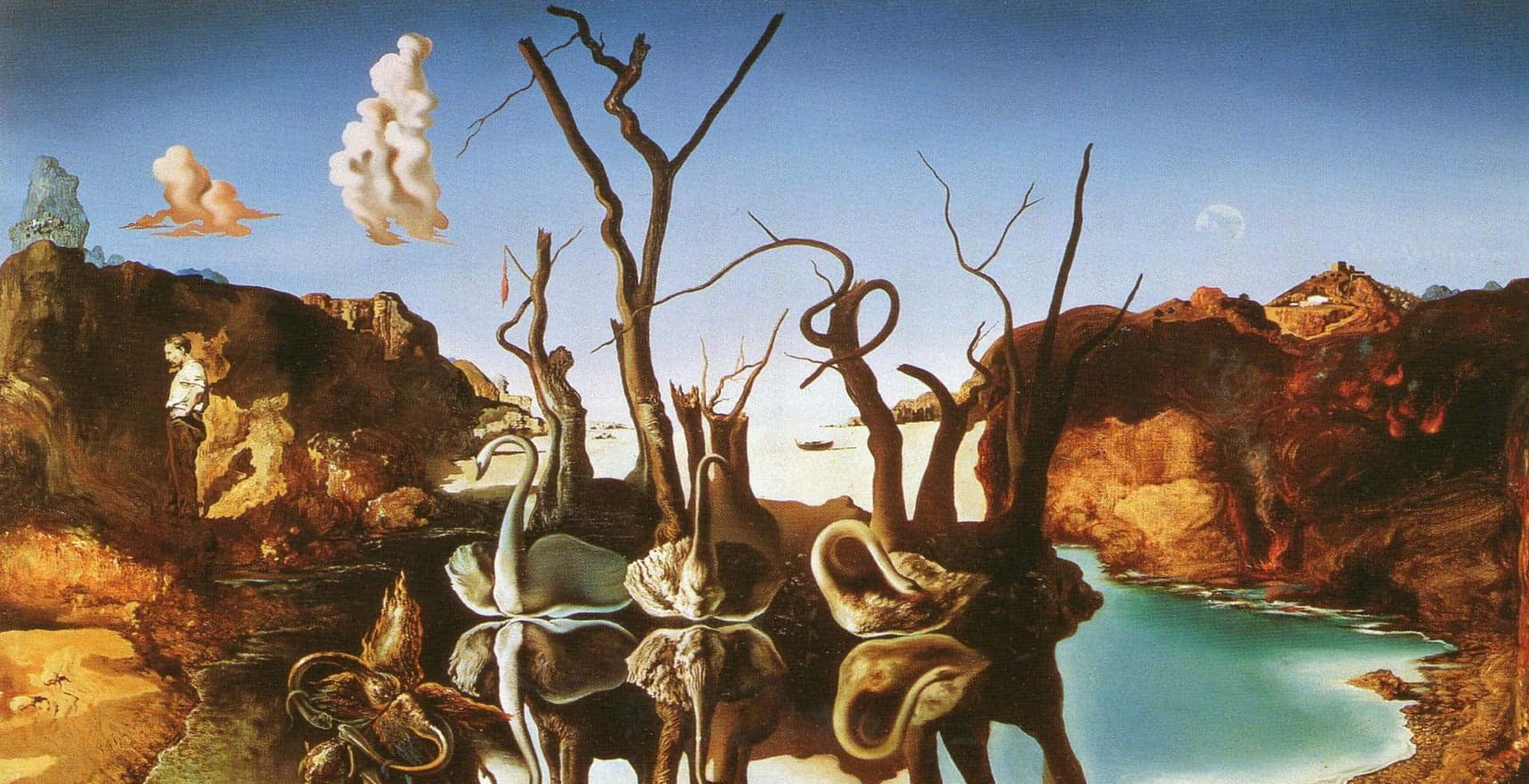 Surrealetraumlandschaft Handgemalt Von Salvador Dali Wallpaper