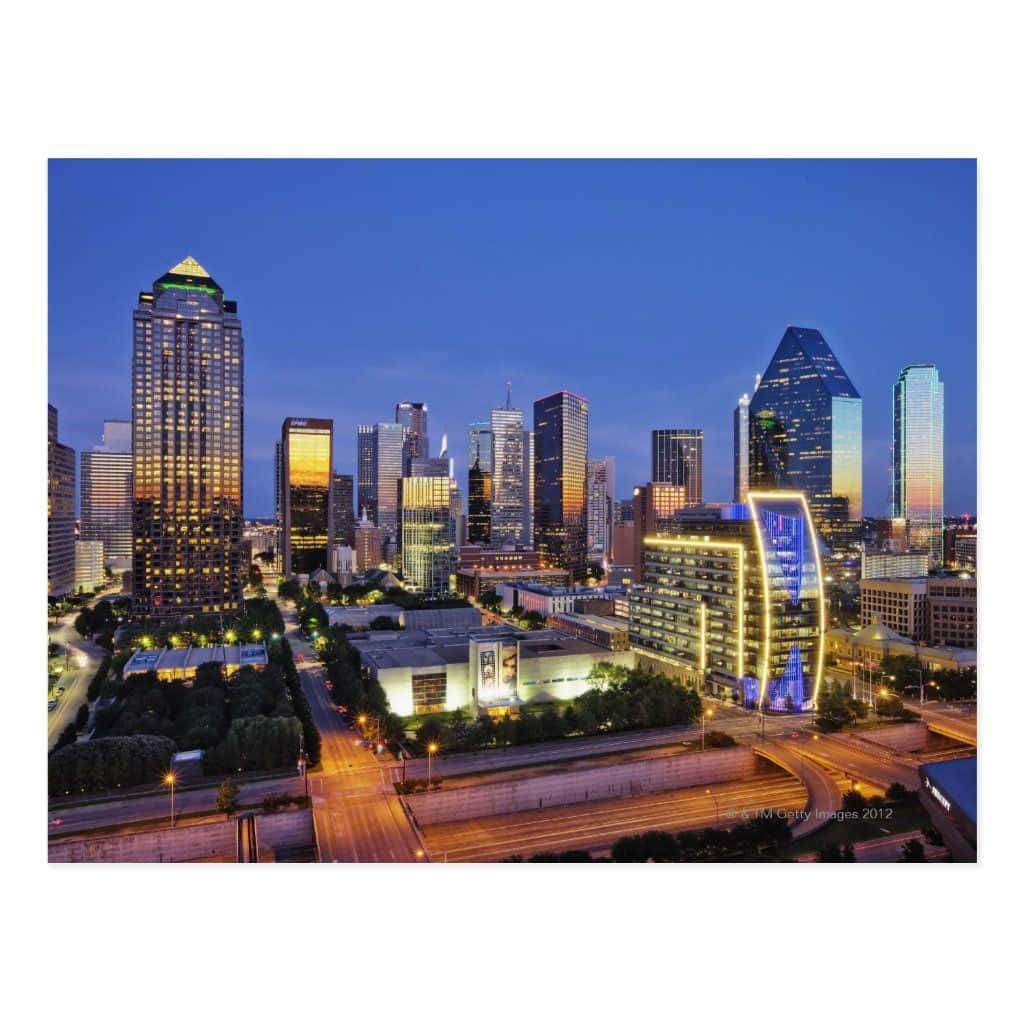Dallascounty Bakgrund Skyline På Natten