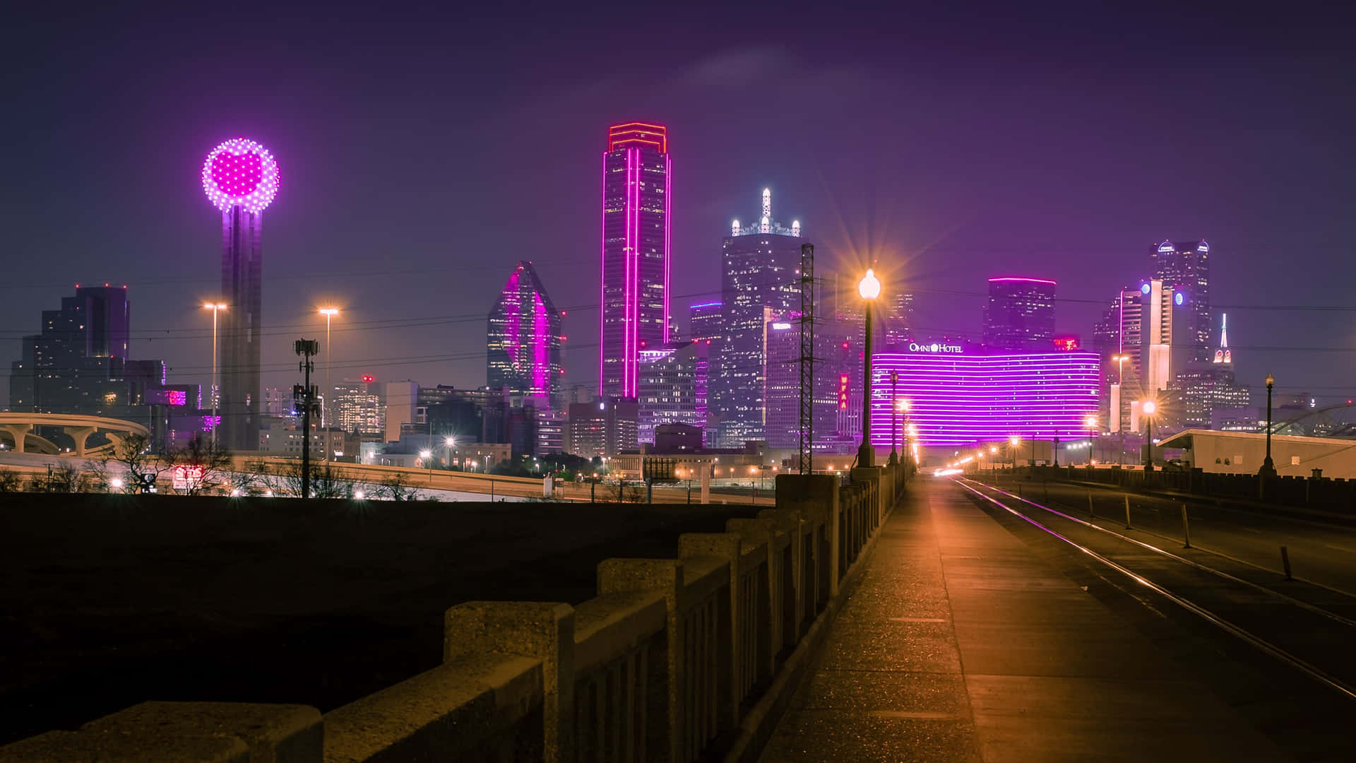 Purple Reunion Tower Dallas County Background