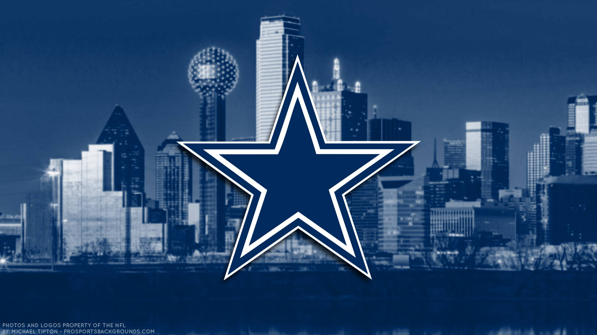 Dallas Cowboys Logo With City Backdrop Wallpaper