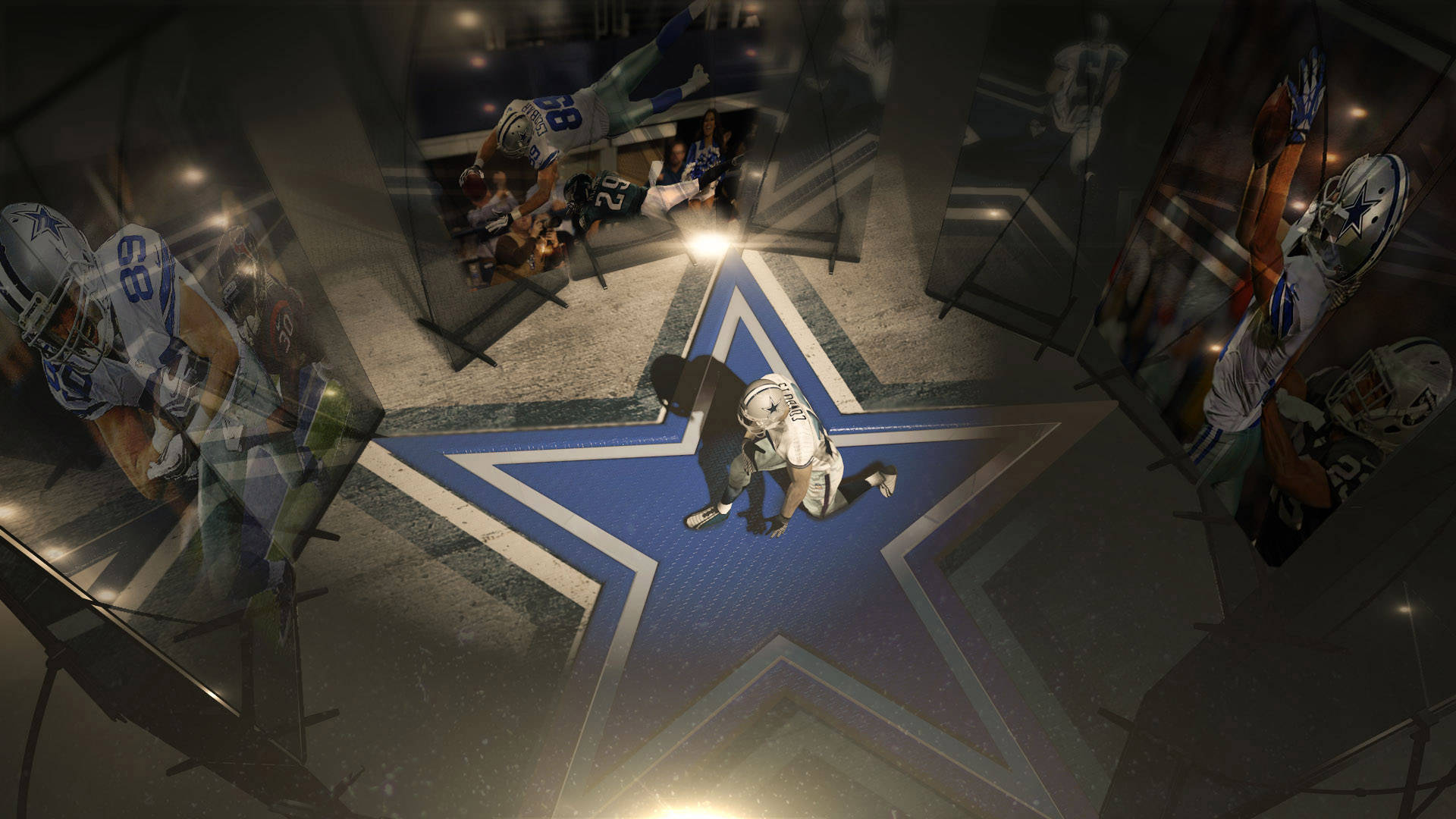 Jugadorde Los Dallas Cowboys Arrodillado Sobre La Estrella. Fondo de pantalla