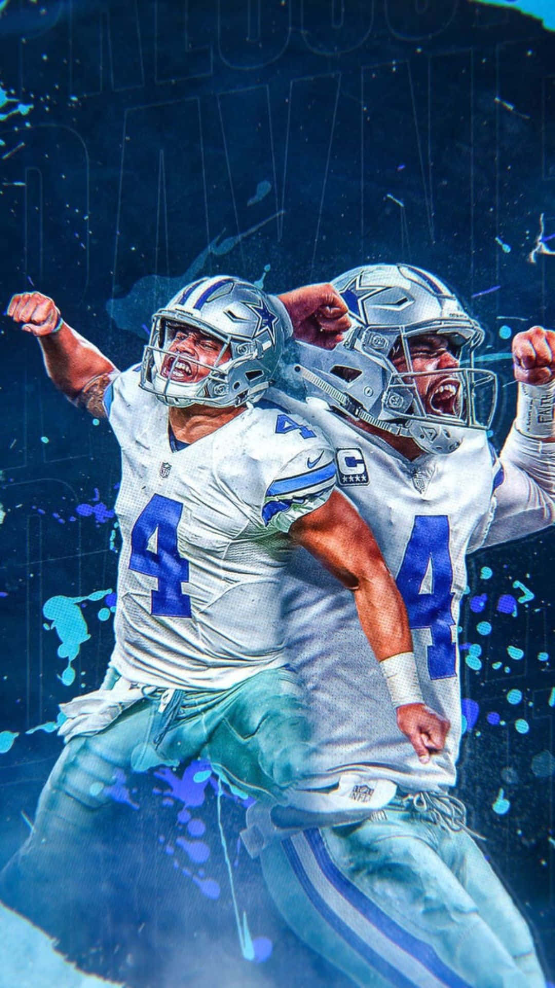 4jugadores De Los Dallas Cowboys Celebrando Después De Ganar Un Juego Fondo de pantalla