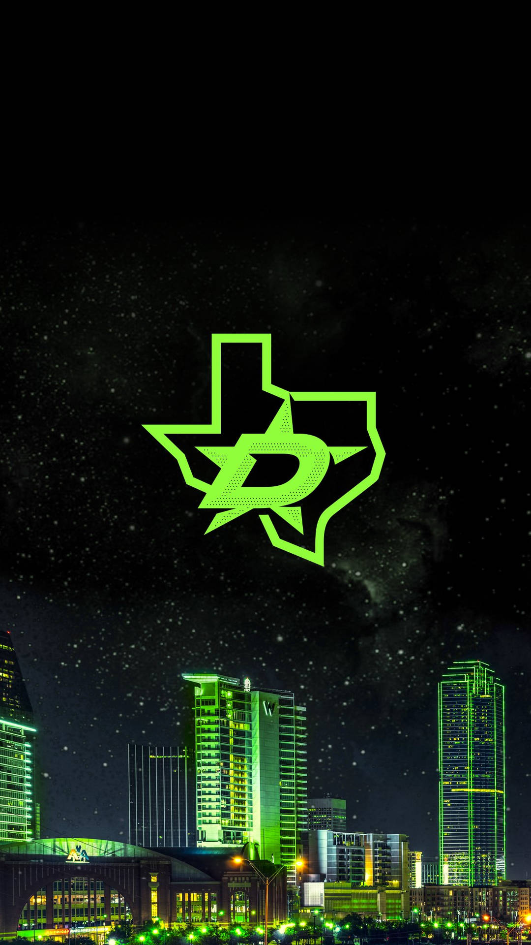 Dallas Skyline Dallas Stars Logo Wallpaper