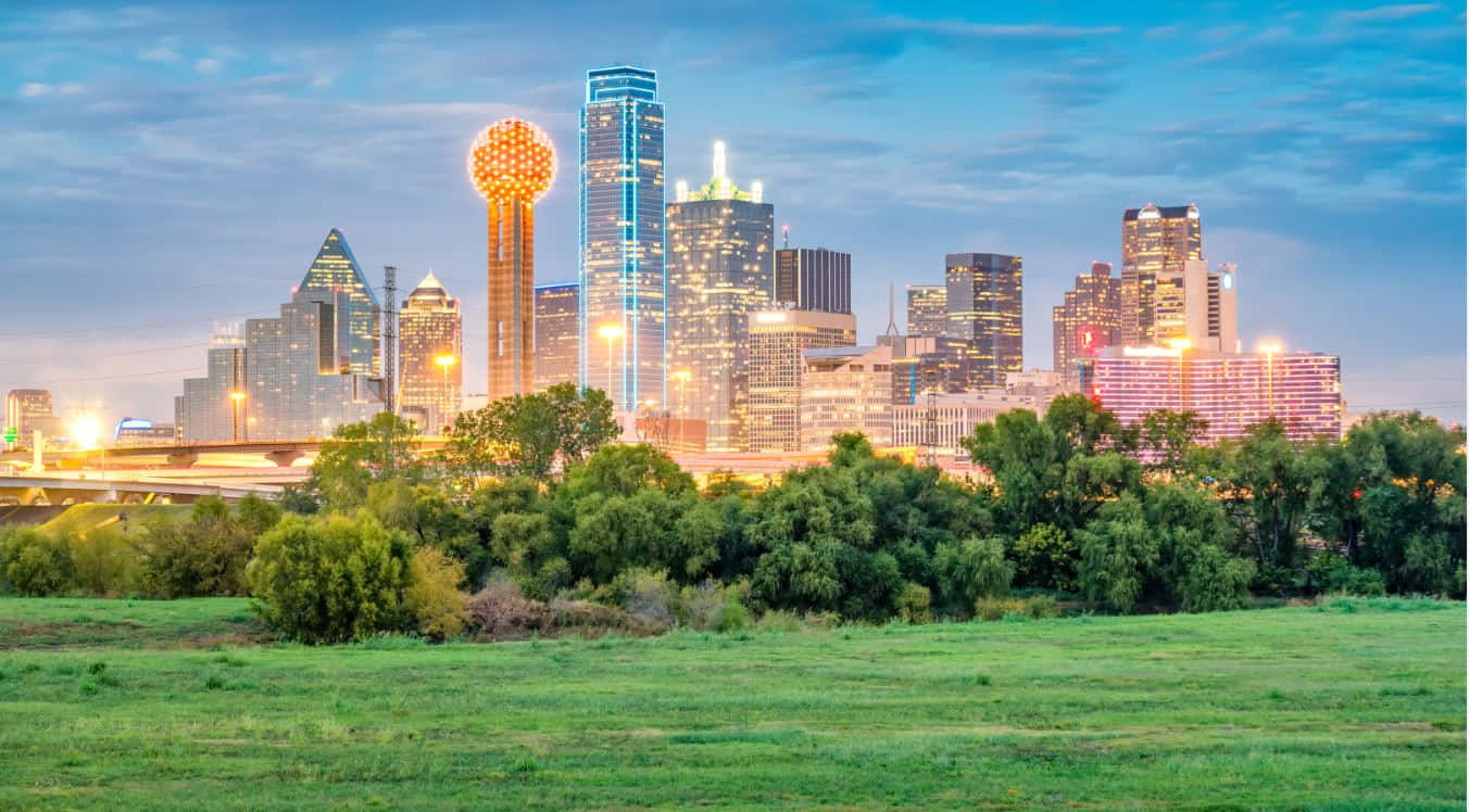 Dallas Skyline Dusk View Wallpaper