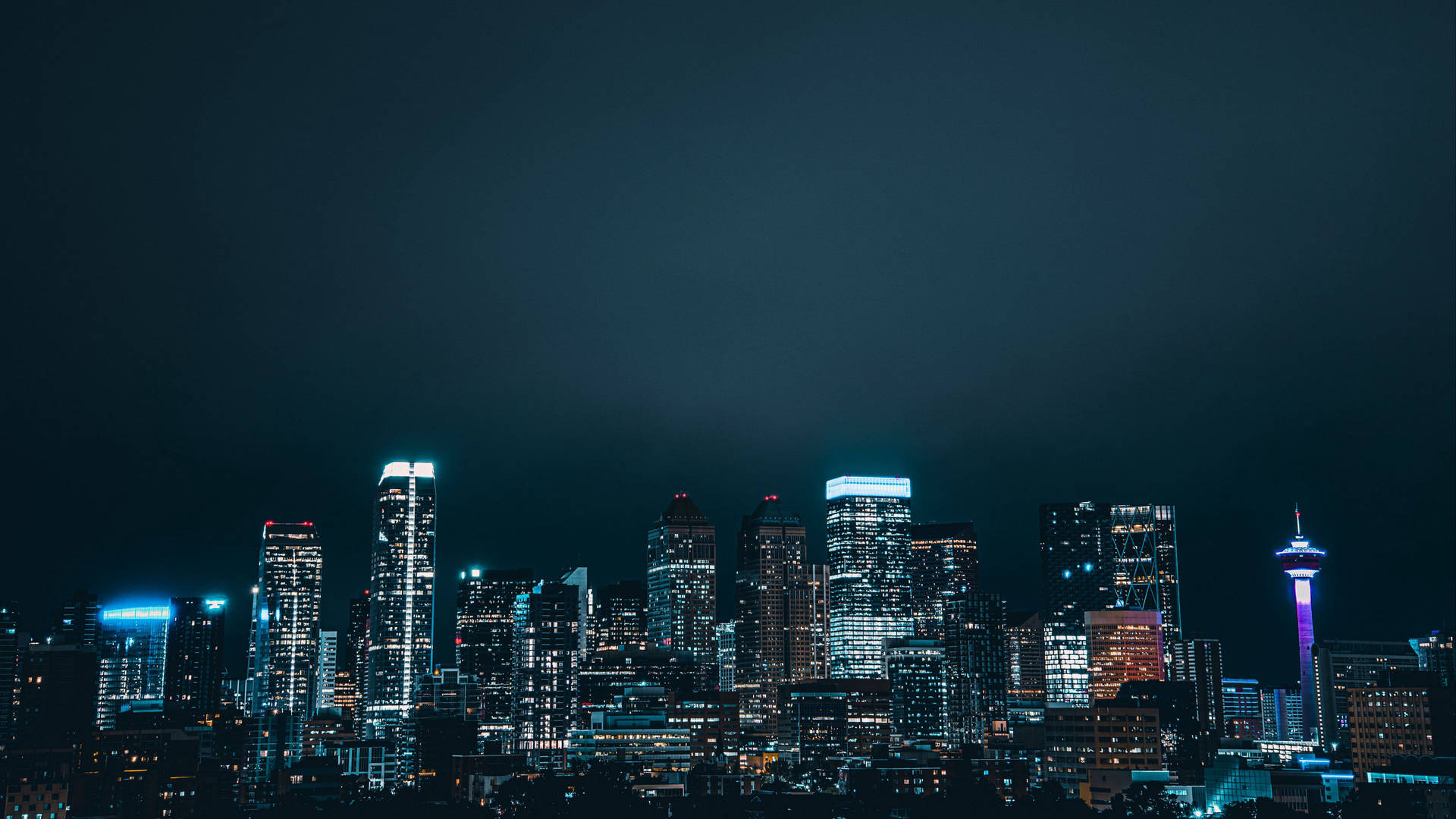 Dallas Skyline Lighted Buildings Wallpaper