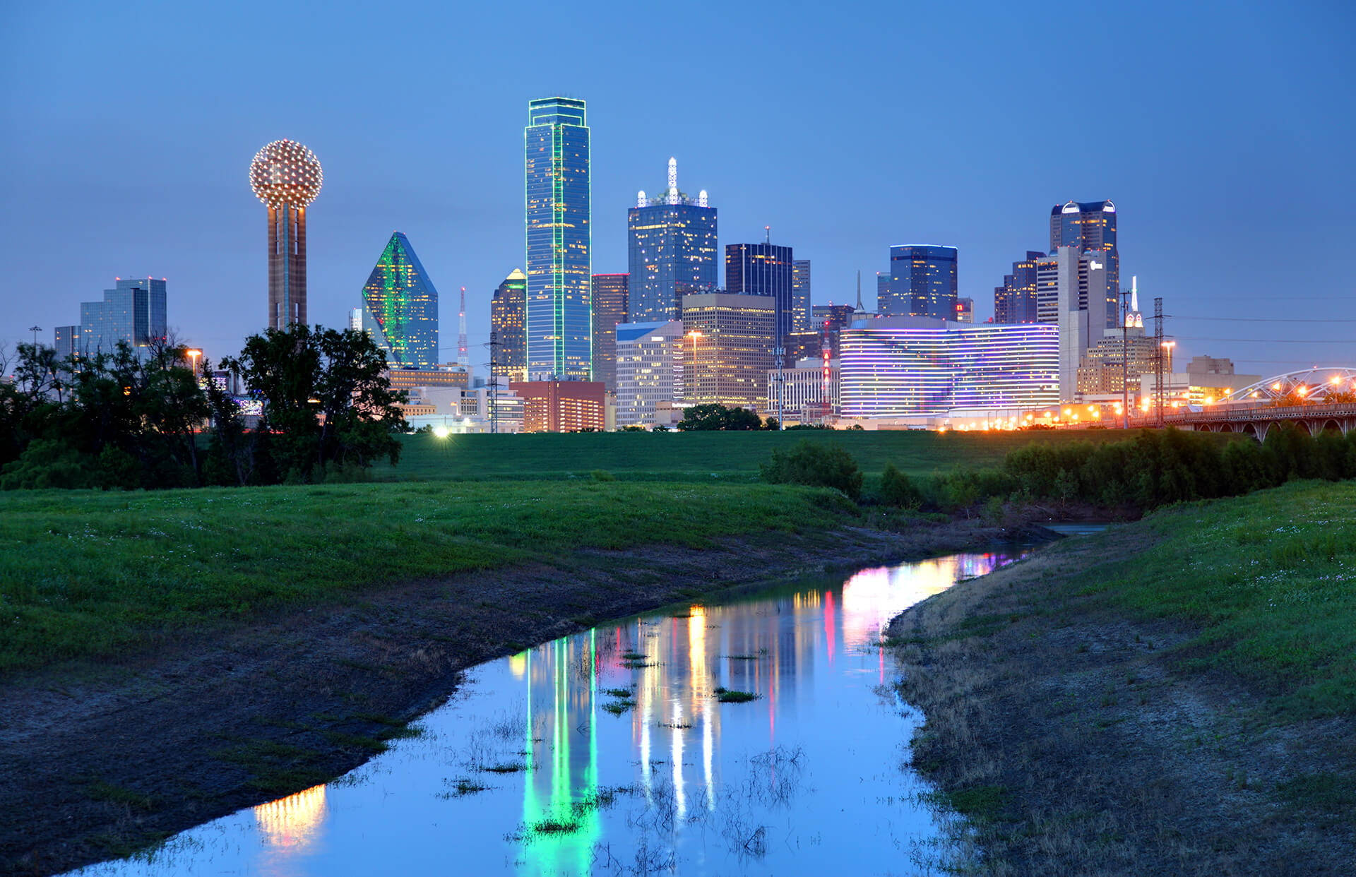 Dallas Skyline River City View Wallpaper