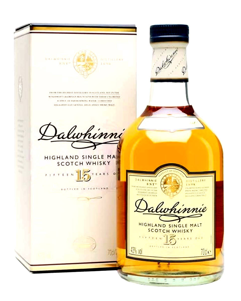 Dalwhinnie15 Whisky. Una Bottiglia Da Un Litro. Sfondo