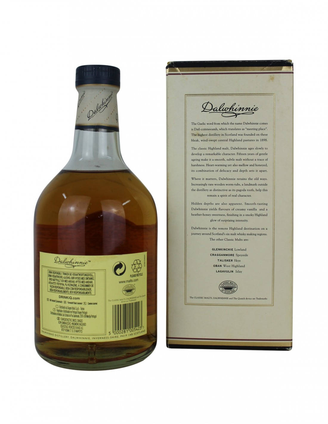 Dalwhinnie 15 Whisky Med Æske Bag View Tæt Op Wallpaper Wallpaper