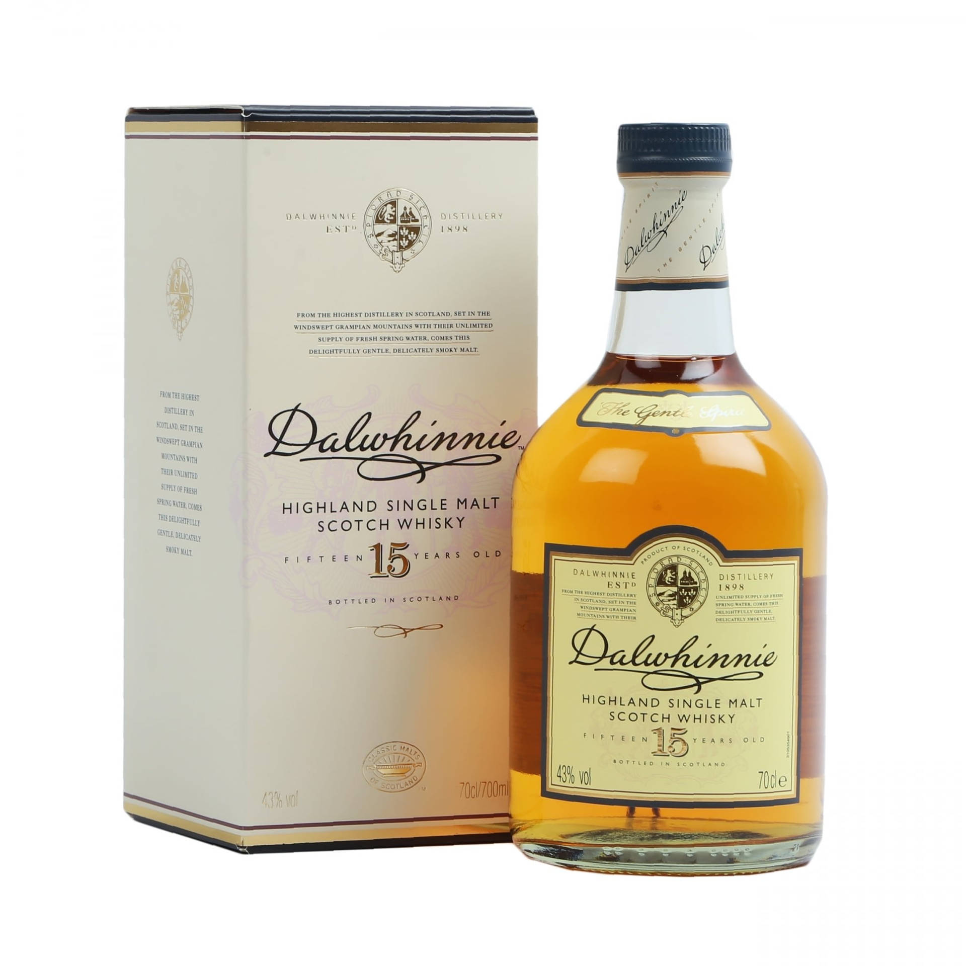 Dalwhinnie 15 Whisky With Box Facing Right Wallpaper