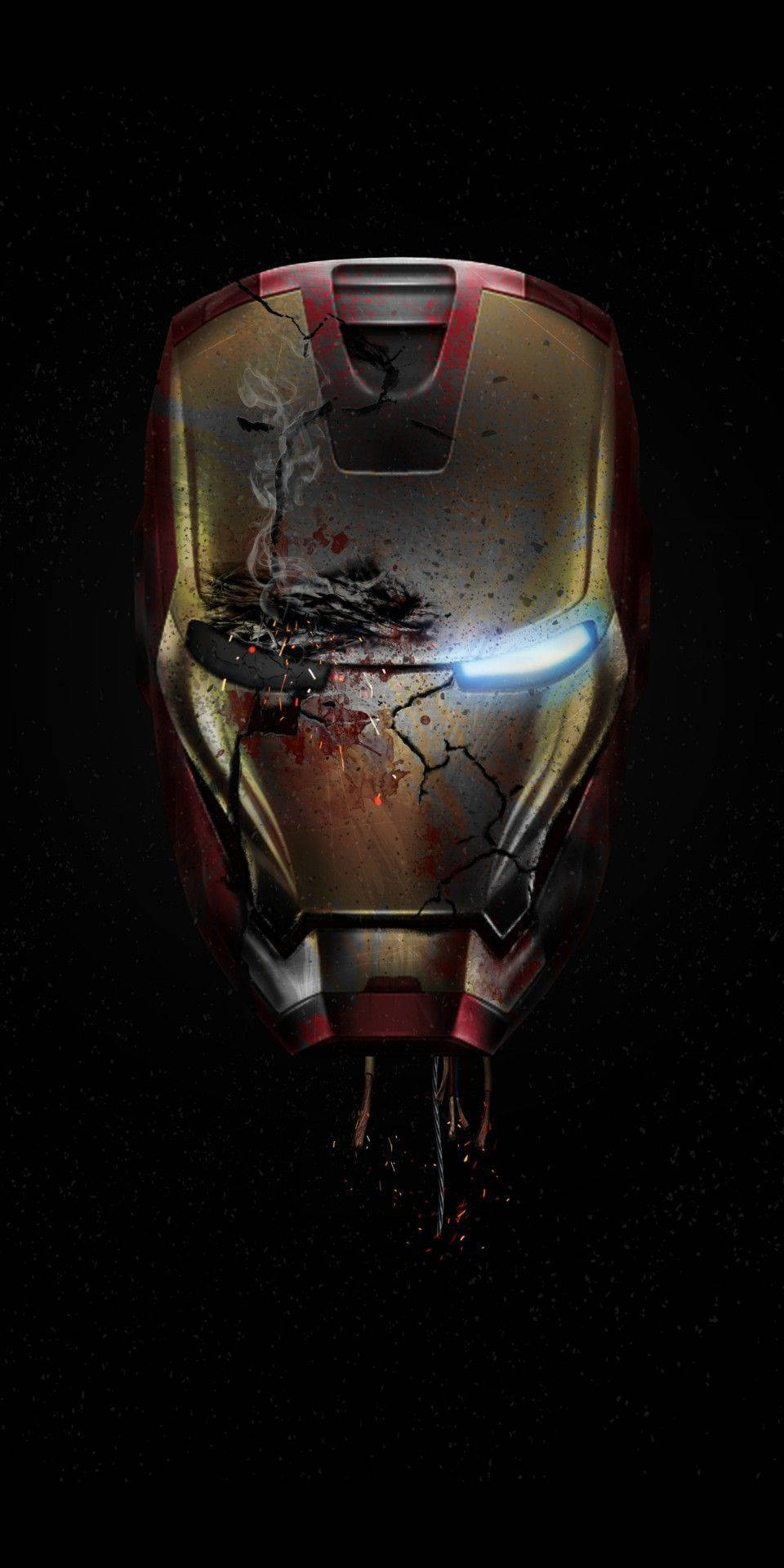 Damaged Face Of Iron Man Android Wallpaper