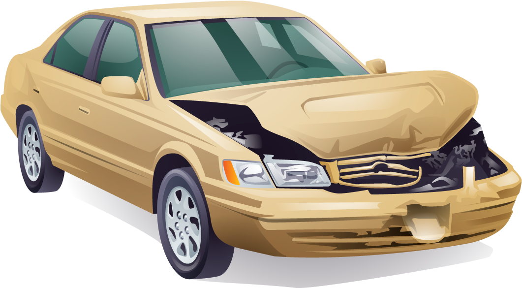 Damaged Golden Car Illustration PNG