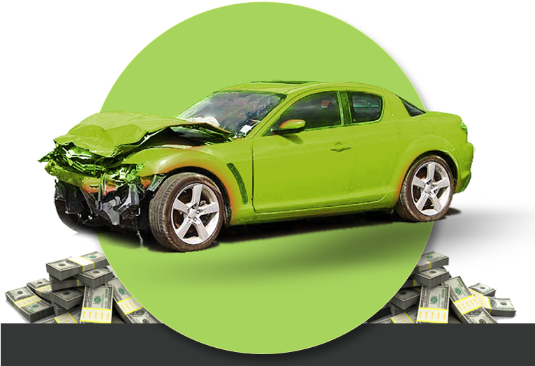 Damaged Green Car Crash Costs PNG