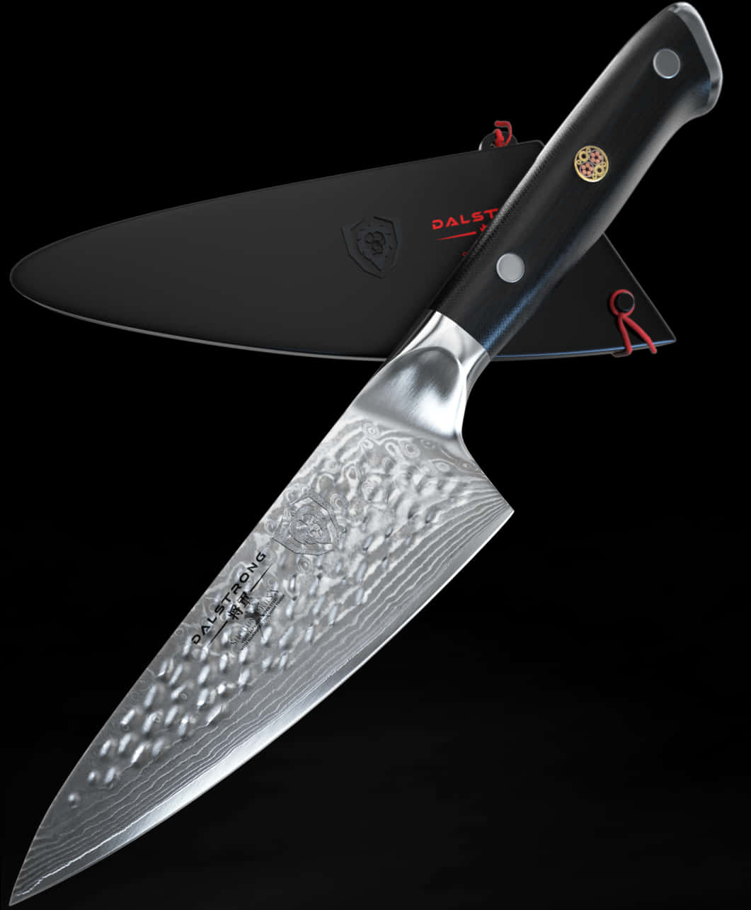 Damascus Chef Knifewith Sheath PNG