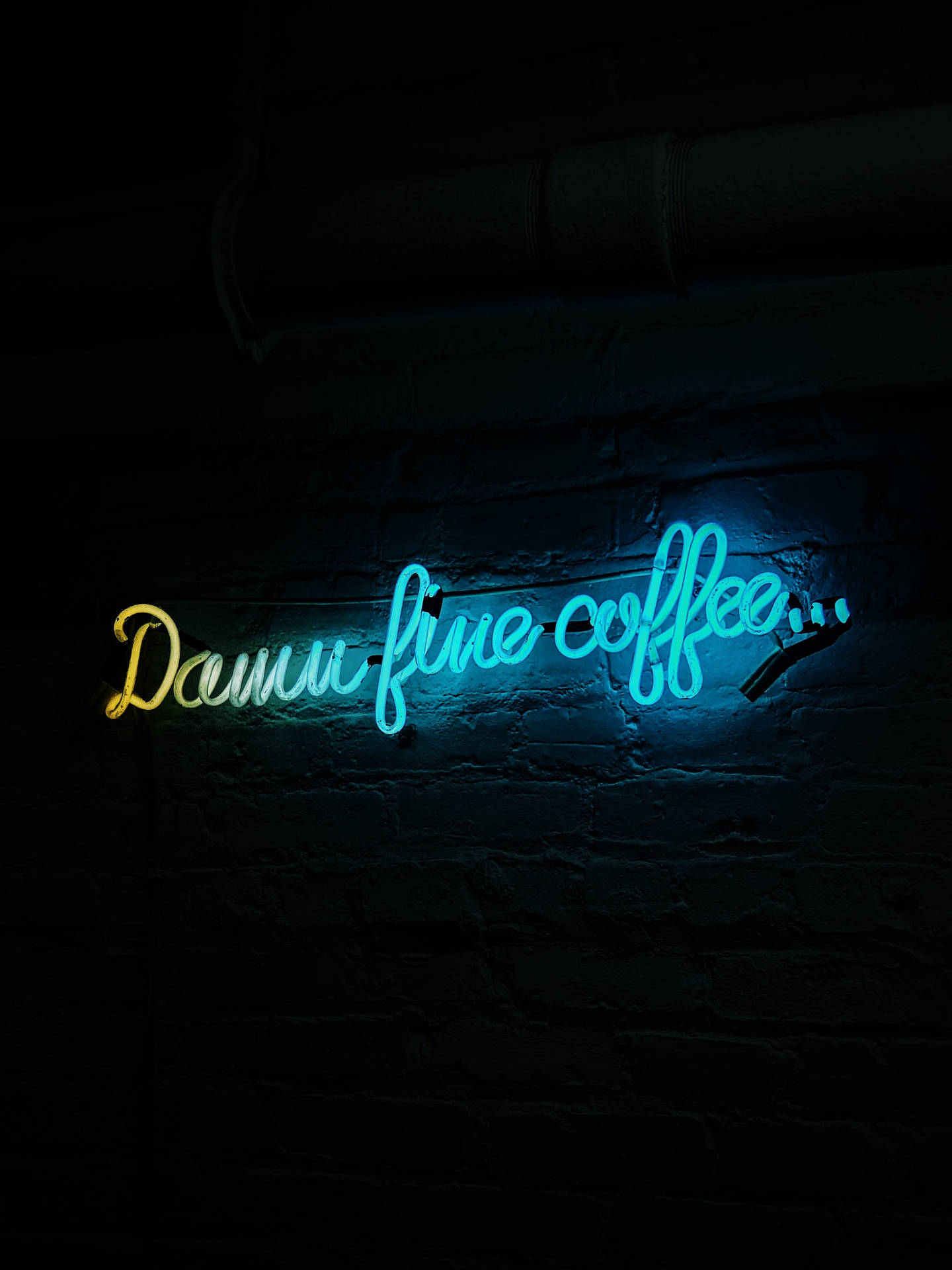 "Damn Fine Coffee" In Neon Blue iPhone Wallpaper