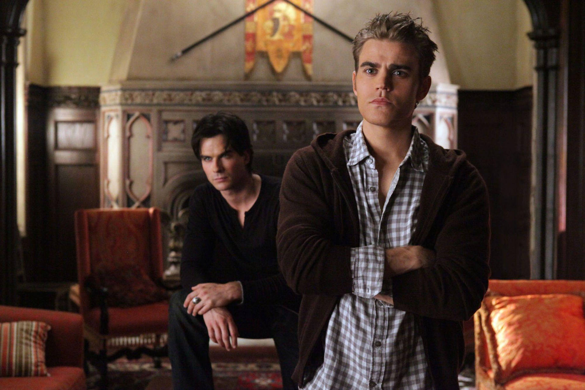Damon Salvatore Behind Stefan