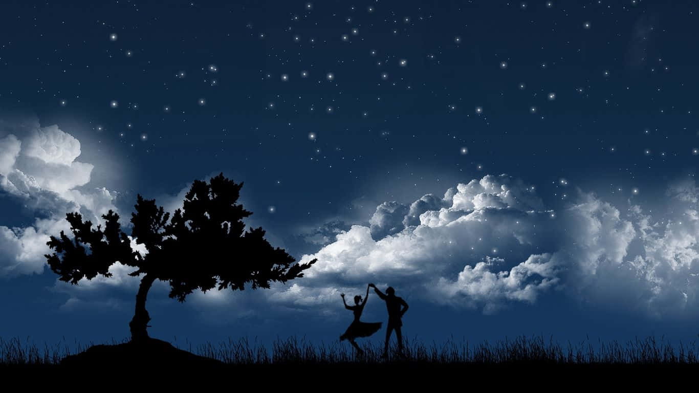 Zweipersonen Tanzen Unter Den Sternen