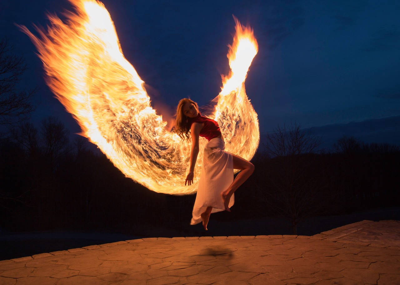 Dance Lady With Fire Wings Wallpaper
