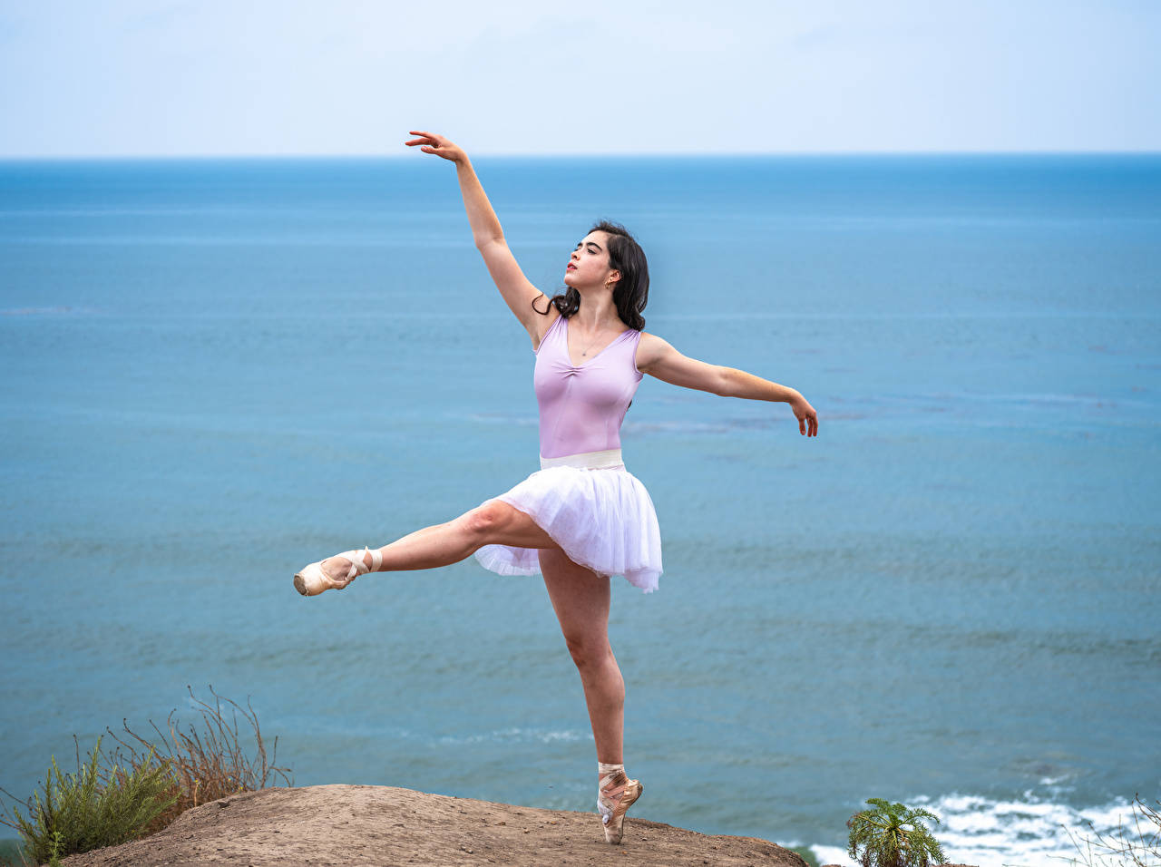 Dans Pose Ballerina Ocean View Wallpaper