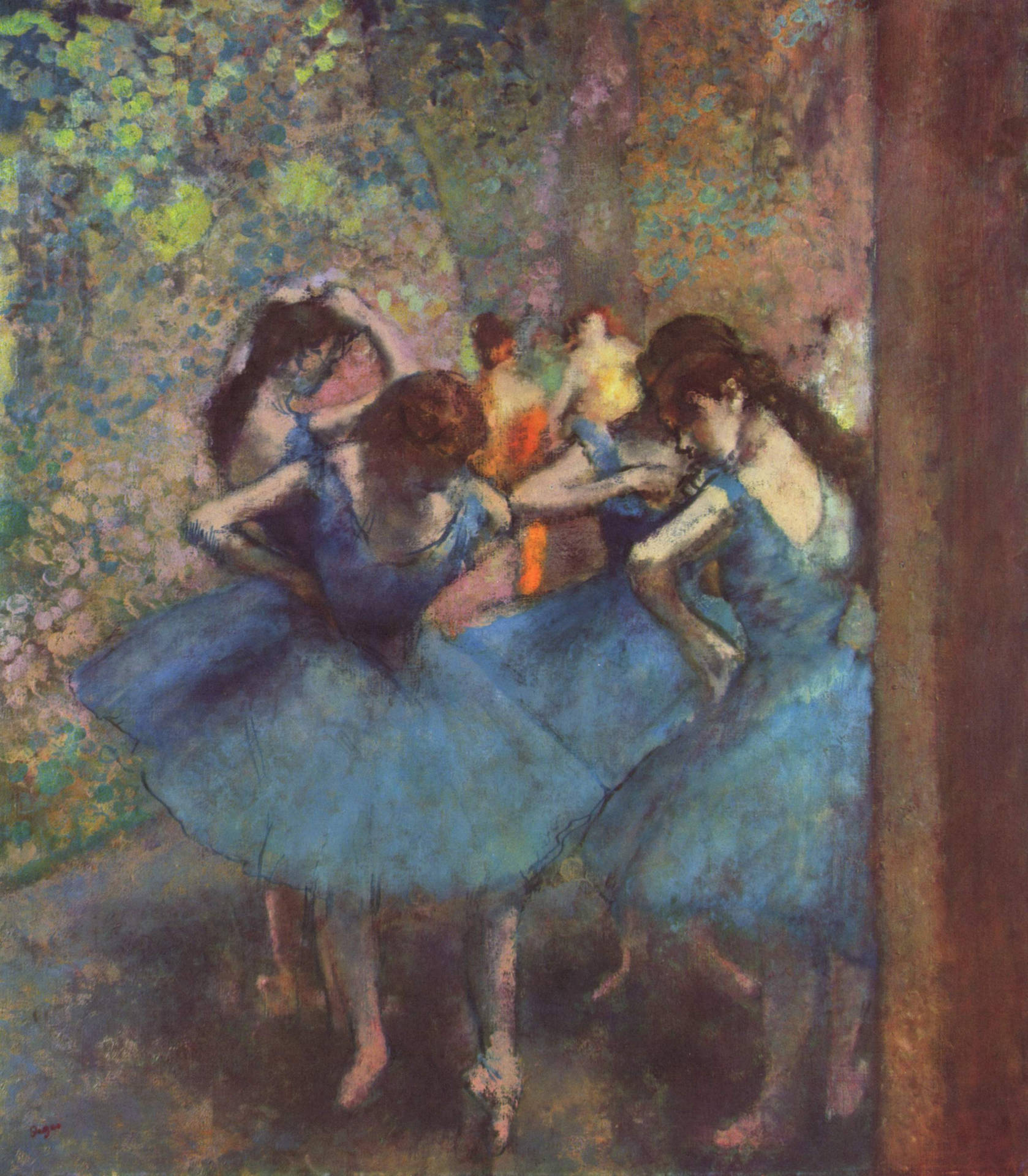 Ballerine In Blu Dipinte Da Edgar Degas Sfondo