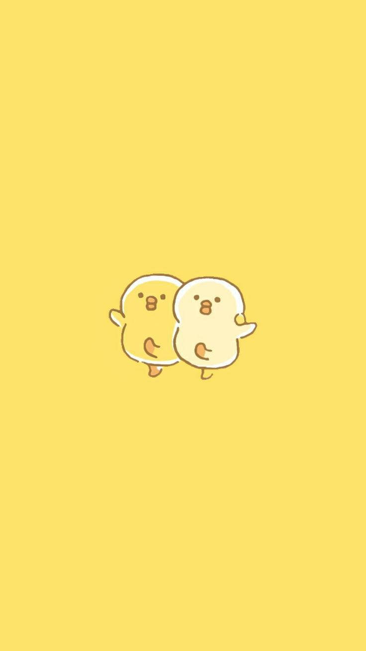 Dancing Ducks On Cute Pastel Yellow Aesthetic Wallpaper