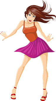 Dancing Girl Vector Illustration PNG