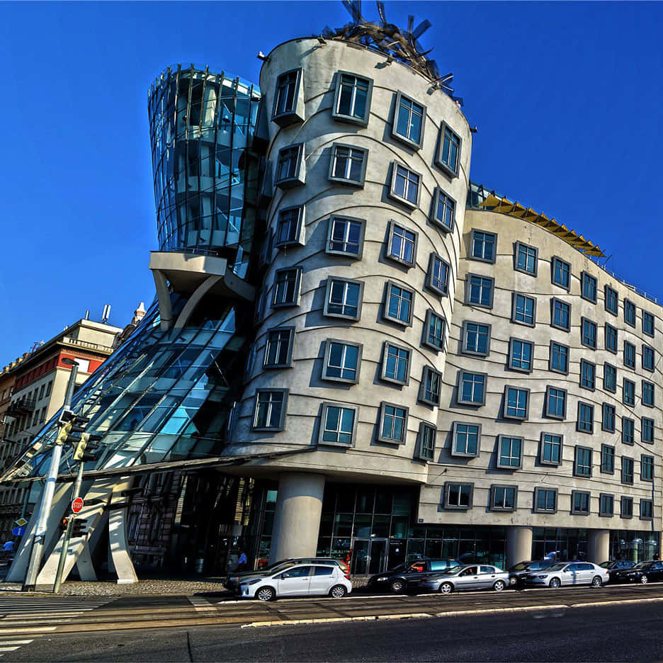 Dancing House Side View Perspective Wallpaper