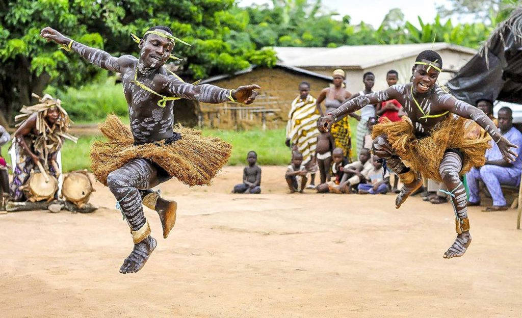 Dancing Ivory Coast Natives Background