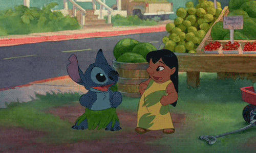 Danserende Lilo Og Stitch Disney karakterer på en lilla felt. Wallpaper