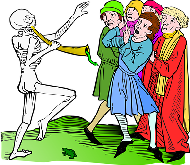 Dancing Skeleton Entertains Crowd PNG