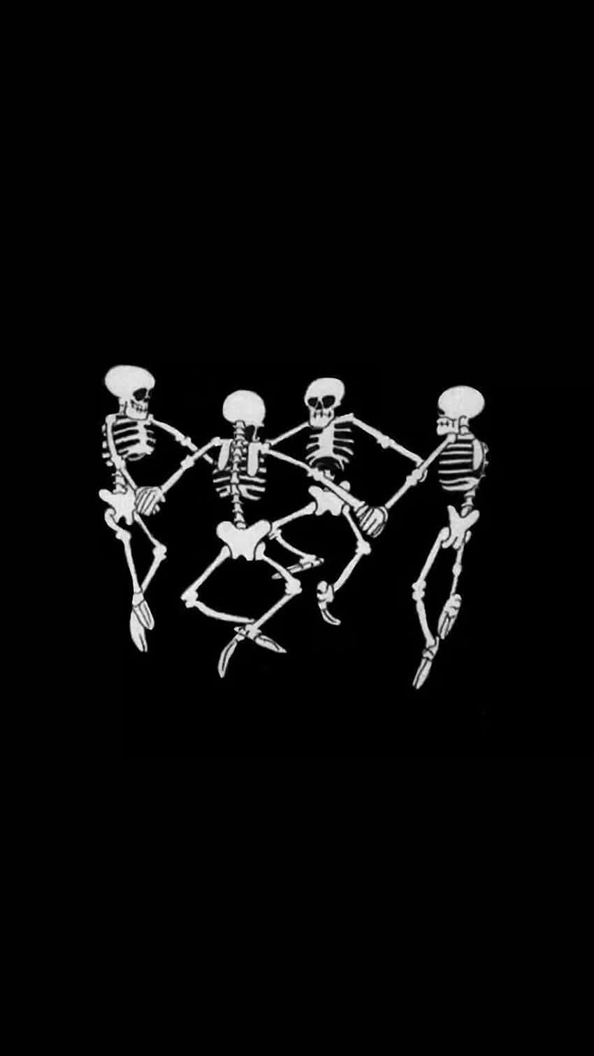 Dancing Skeletons Black Background Wallpaper