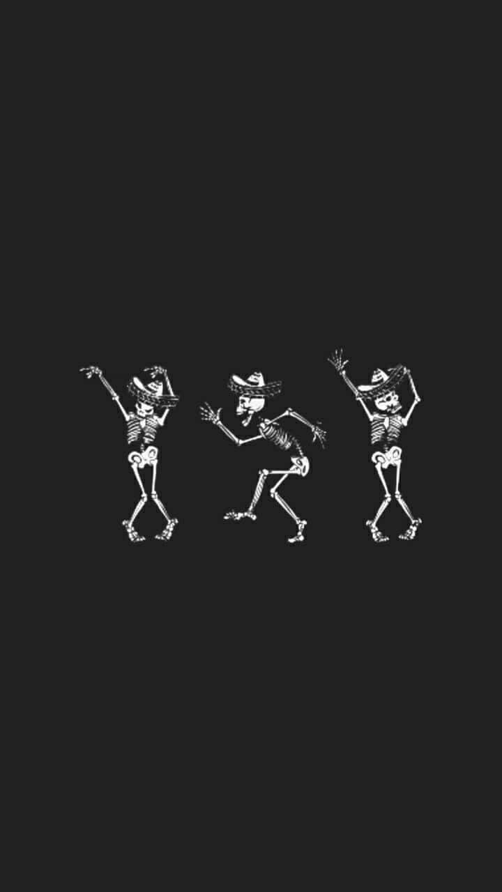 Dancing Skeletons Grunge Halloween Wallpaper