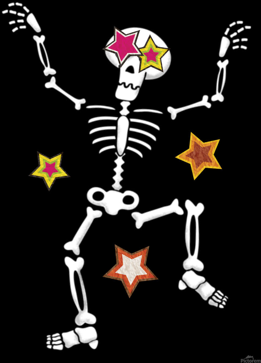 Dancing Skeletonwith Stars PNG