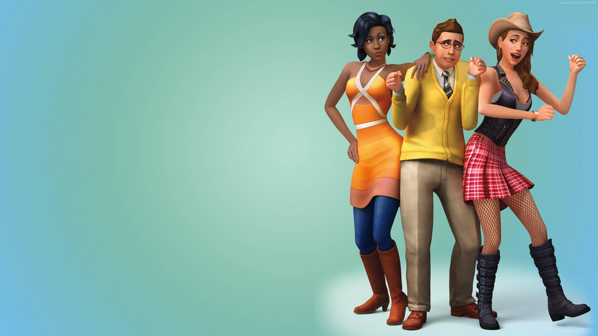 Danse The Sims med farverige lameller Wallpaper