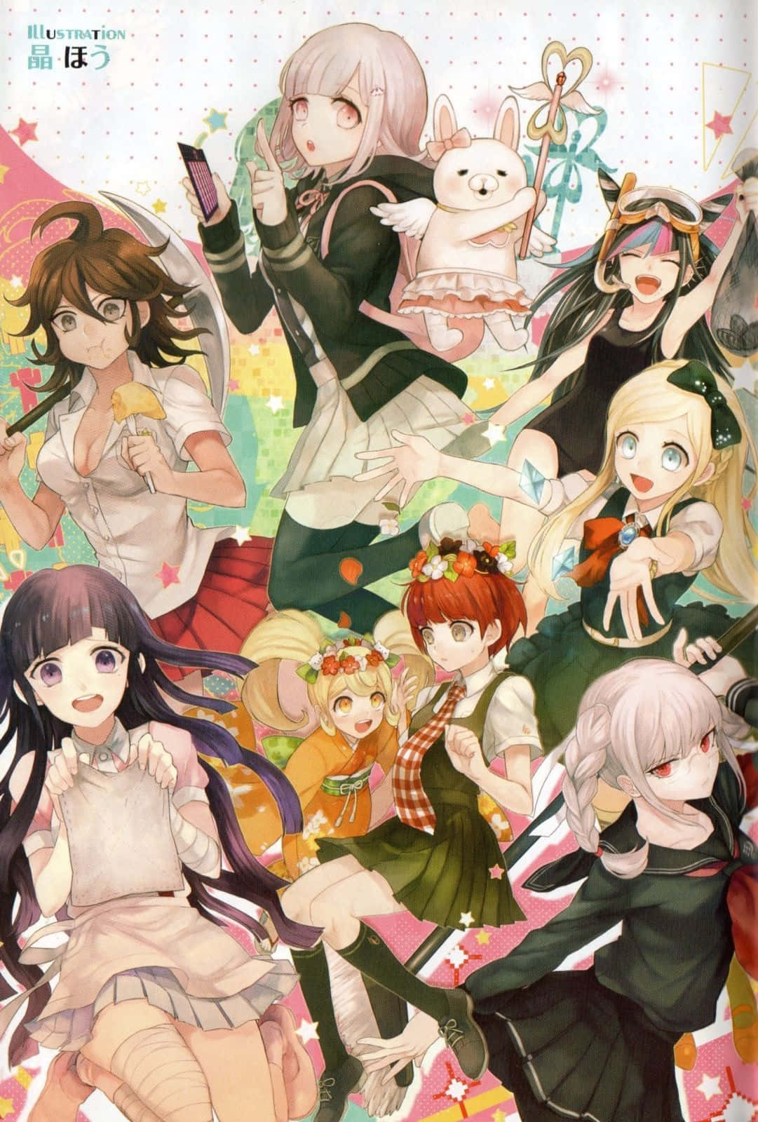 Engrupp Anime-tjejer I En Grupp Wallpaper