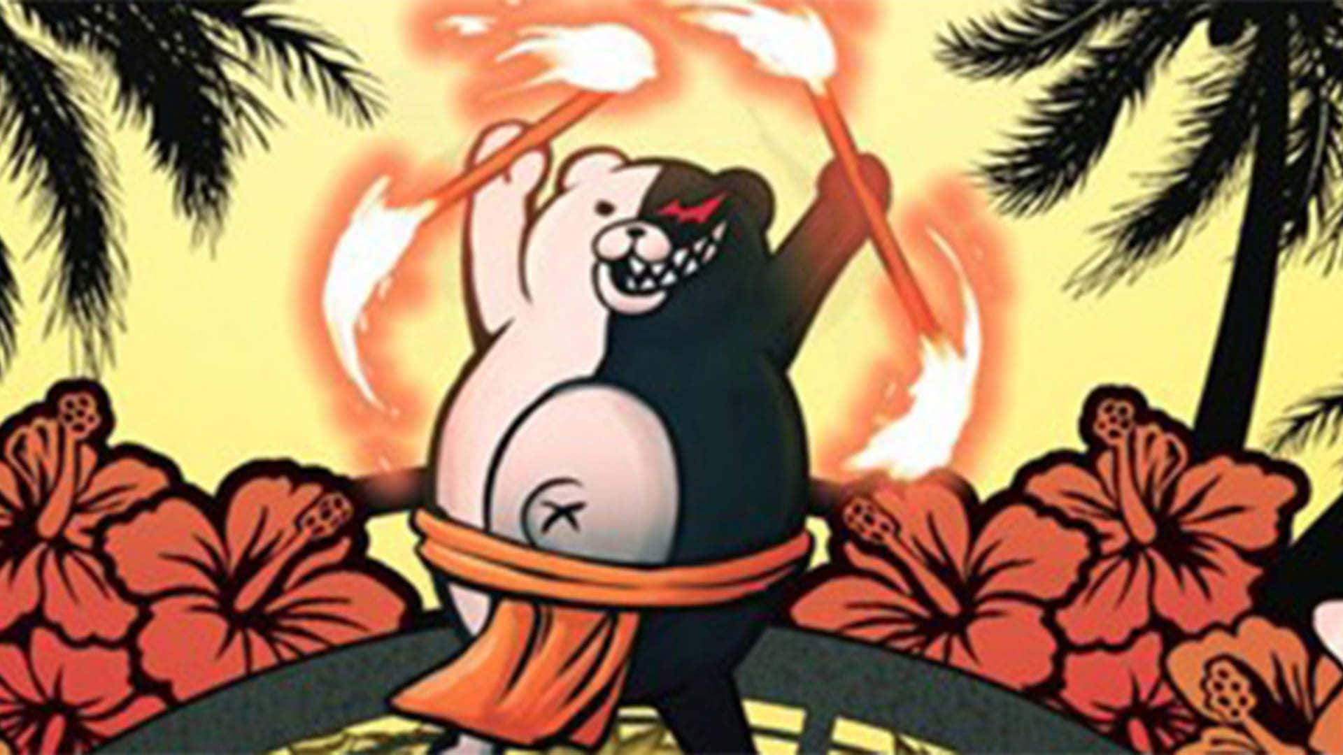 A Cartoon Bear With A Fire Stick In His Hand Wallpaper