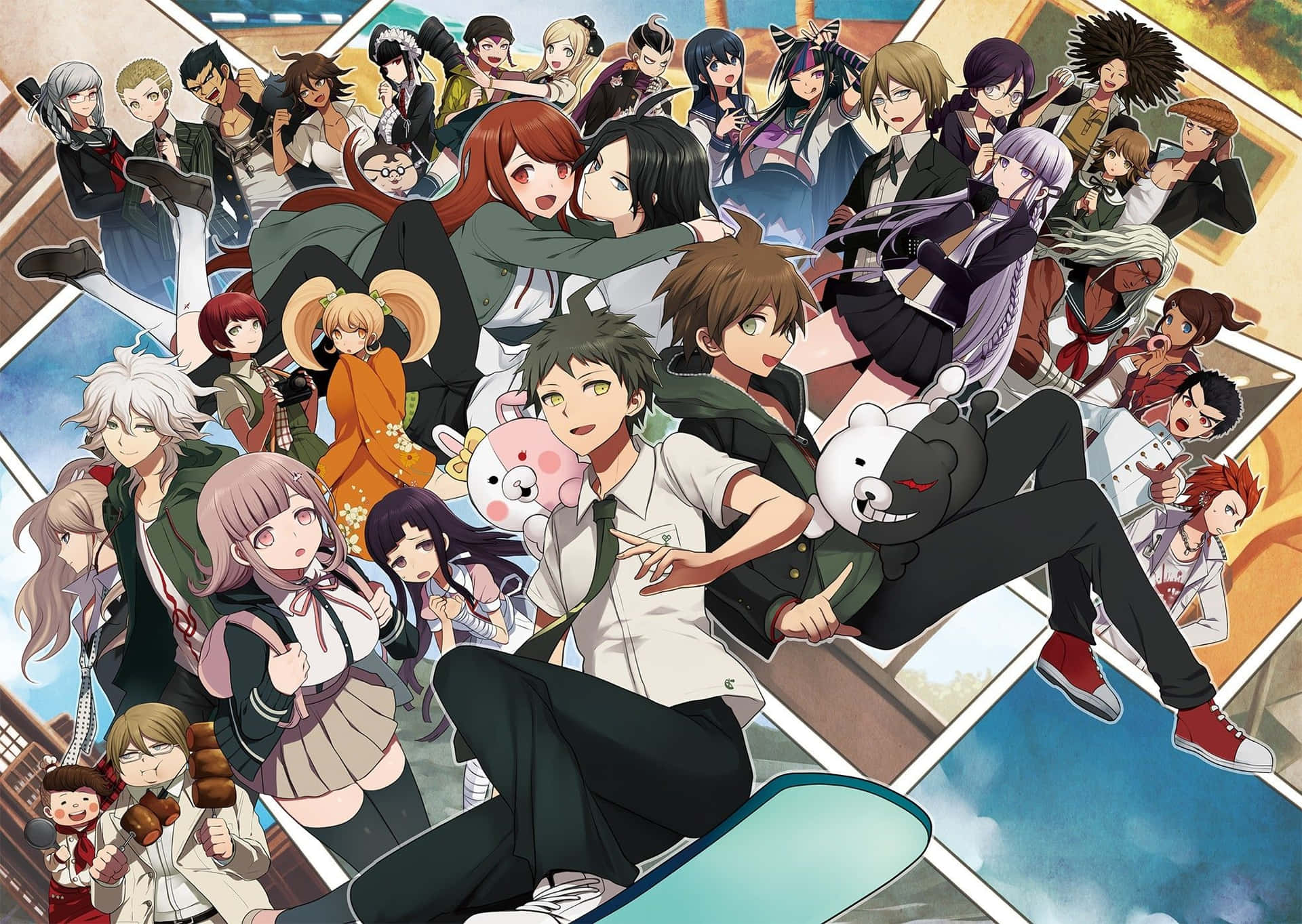 Uncartel Con Muchos Personajes De Anime Dibujados En Él Fondo de pantalla