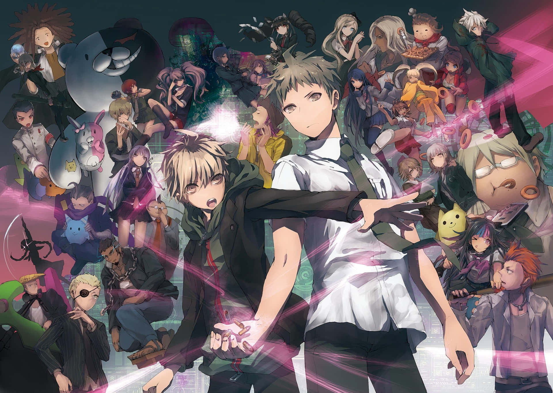 Einegruppe Von Anime-charakteren, Die Vor Einem Hintergrund Stehen Wallpaper