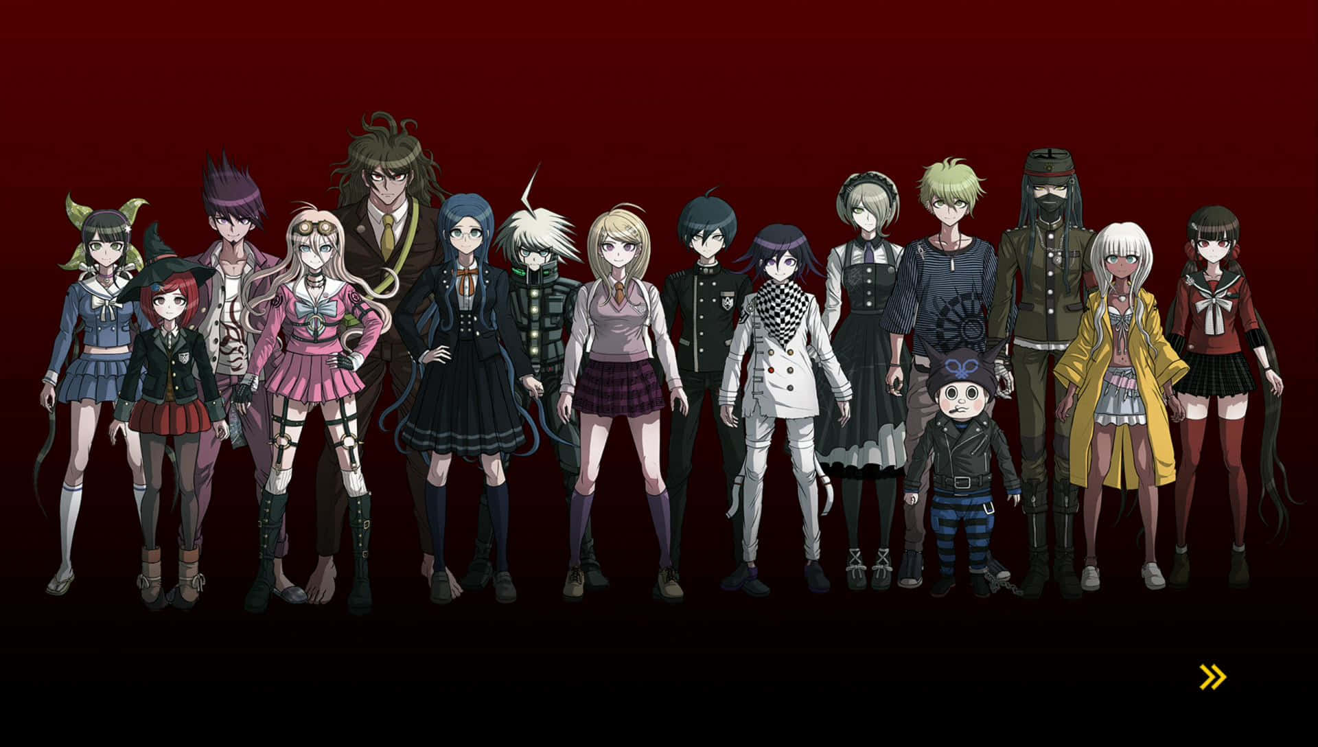 A group of Danganronpa students stand together