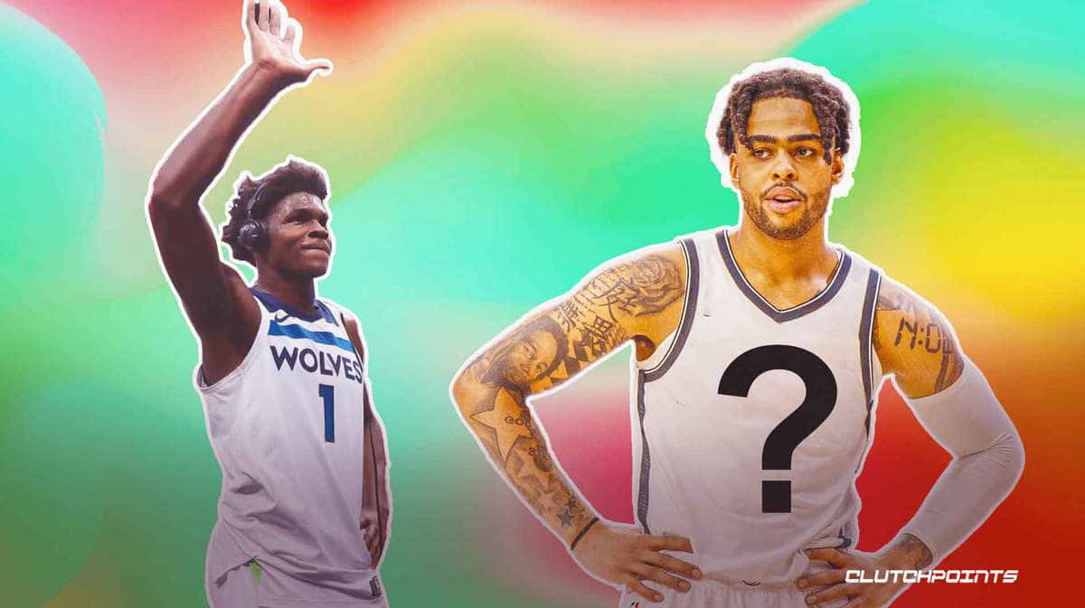 Two Basketball Players With Their Hands Up Wallpaper