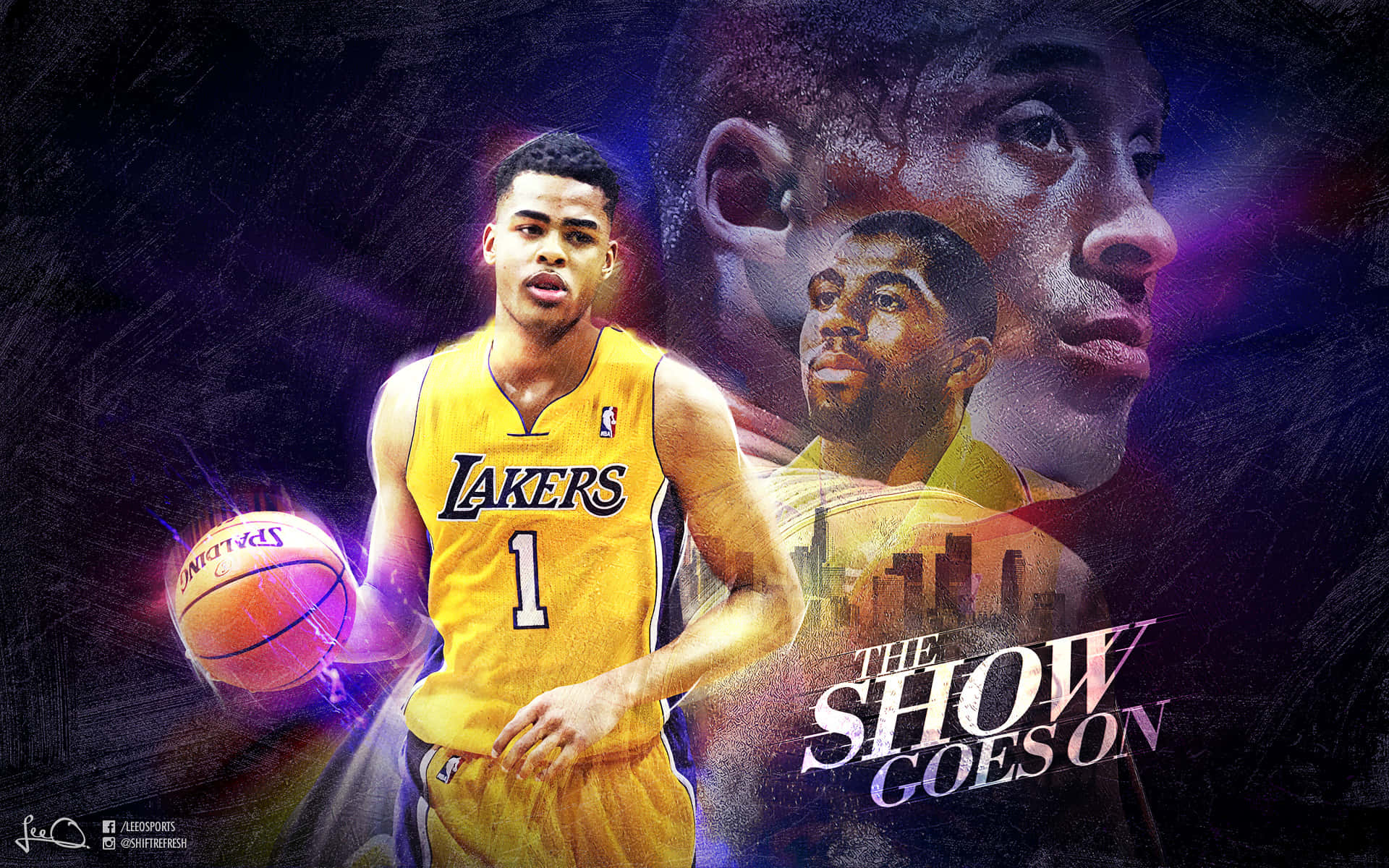 Collagedi D'angelo Russell Dei Lakers Sfondo