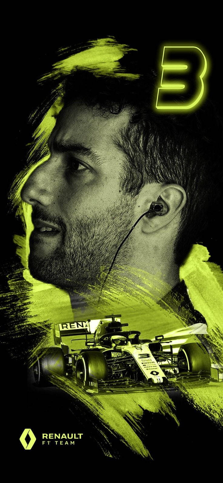Daniel Ricciardo In Green And Black Abstract Wallpaper