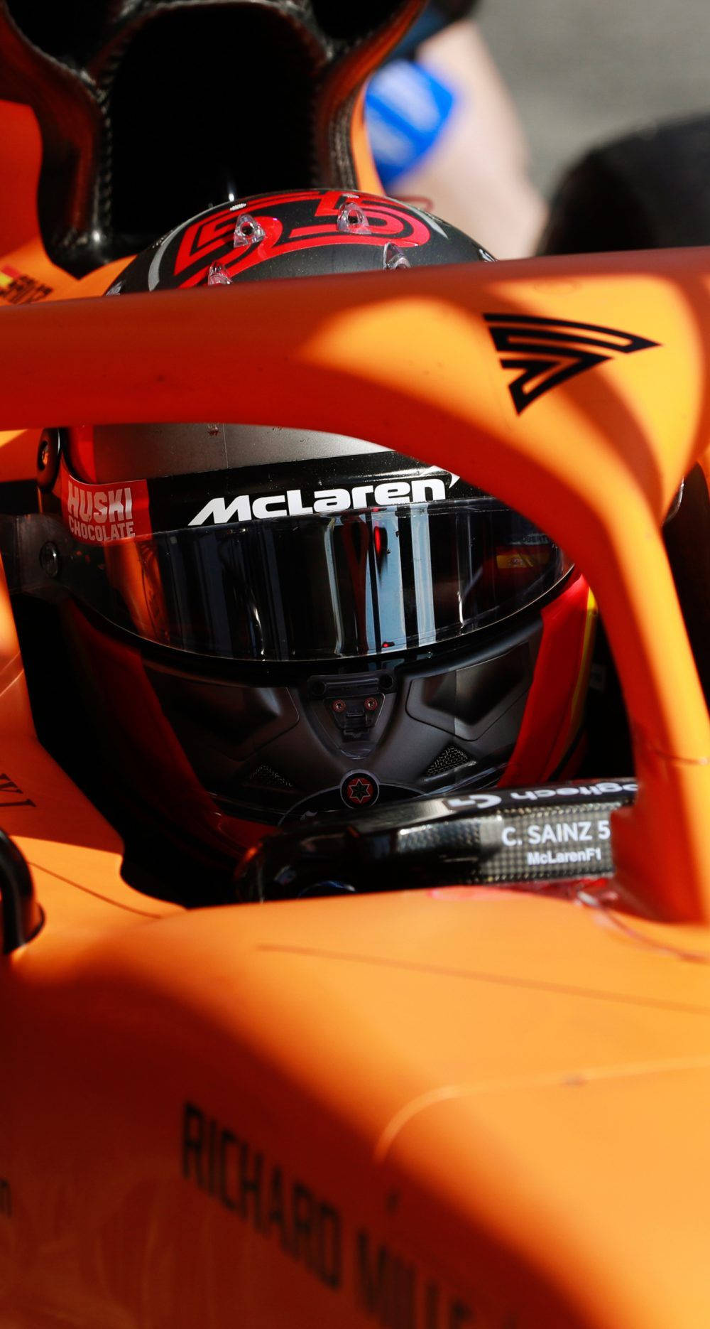 Daniel Ricciardo With Helmet In F1 Car Wallpaper