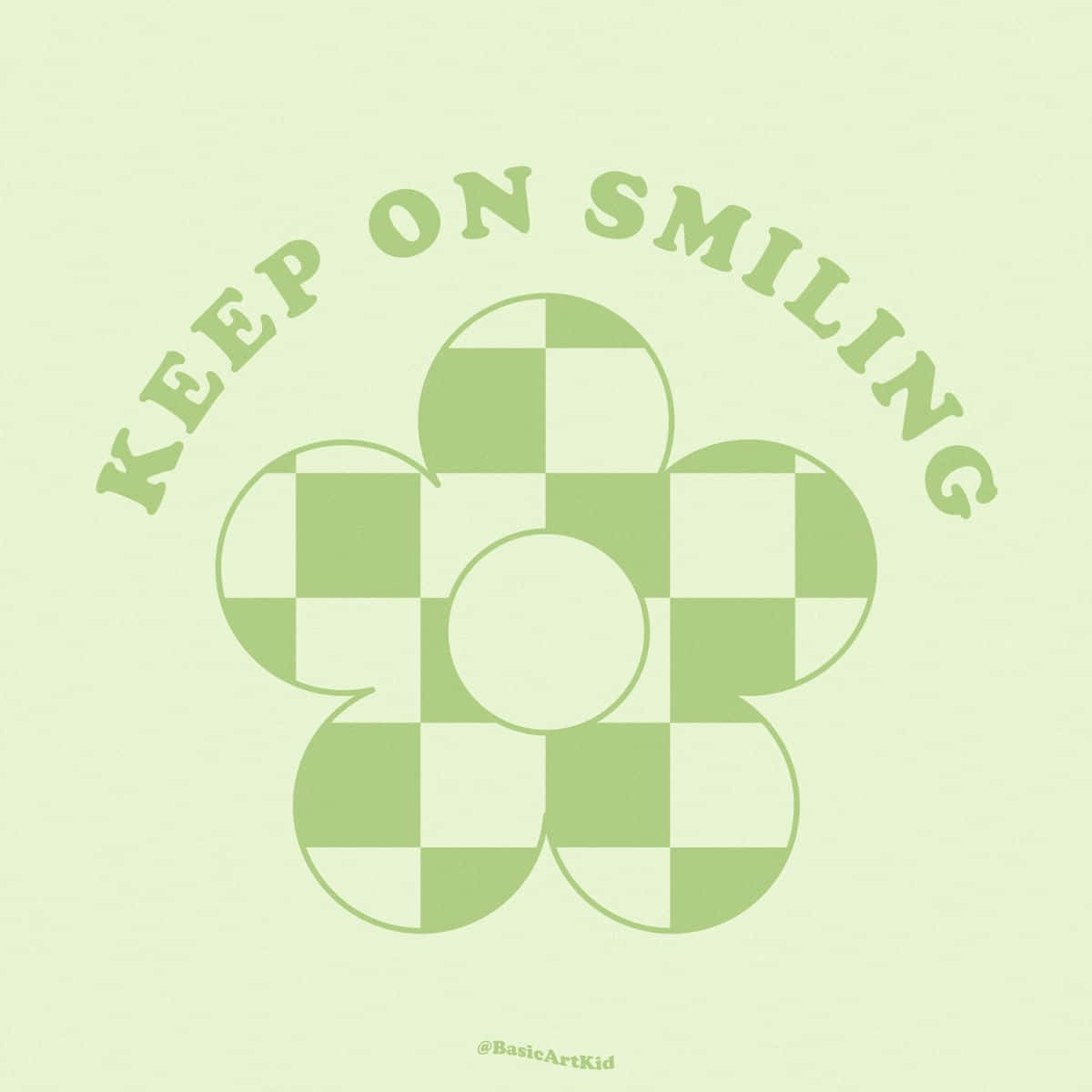 Keep On Smiling - Green Checkered Checkered Wallpaper