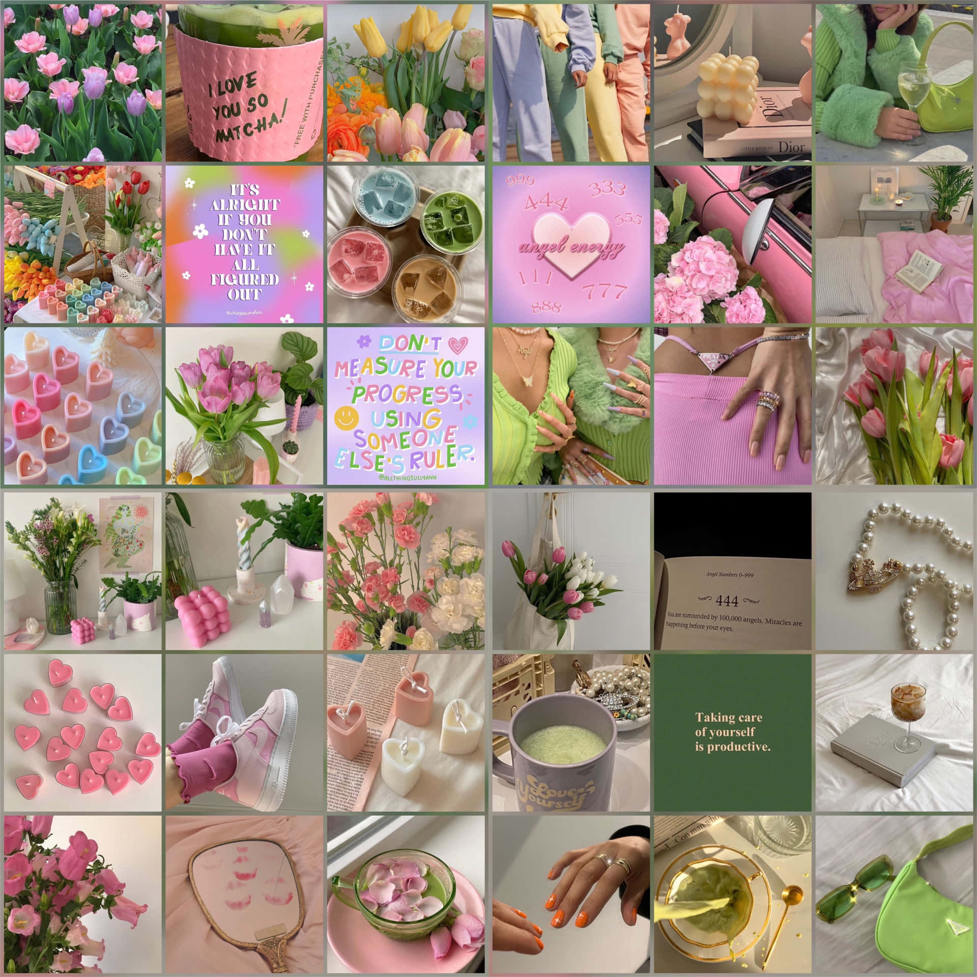 Einecollage Von Bildern Von Blumen Und Anderen Gegenständen Wallpaper