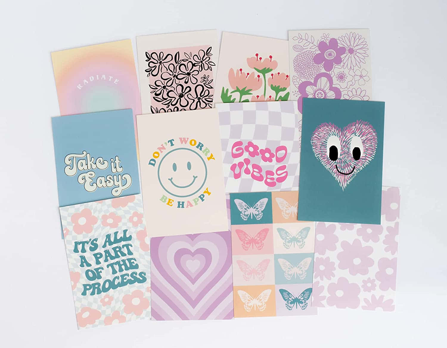 A Collection Of Colorful Cards With A Heart On Them Wallpaper