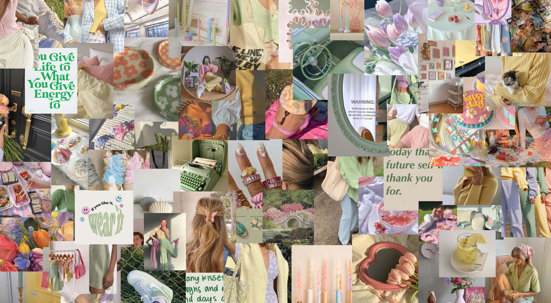 A Collage Of Pictures Of People And Flowers Wallpaper
