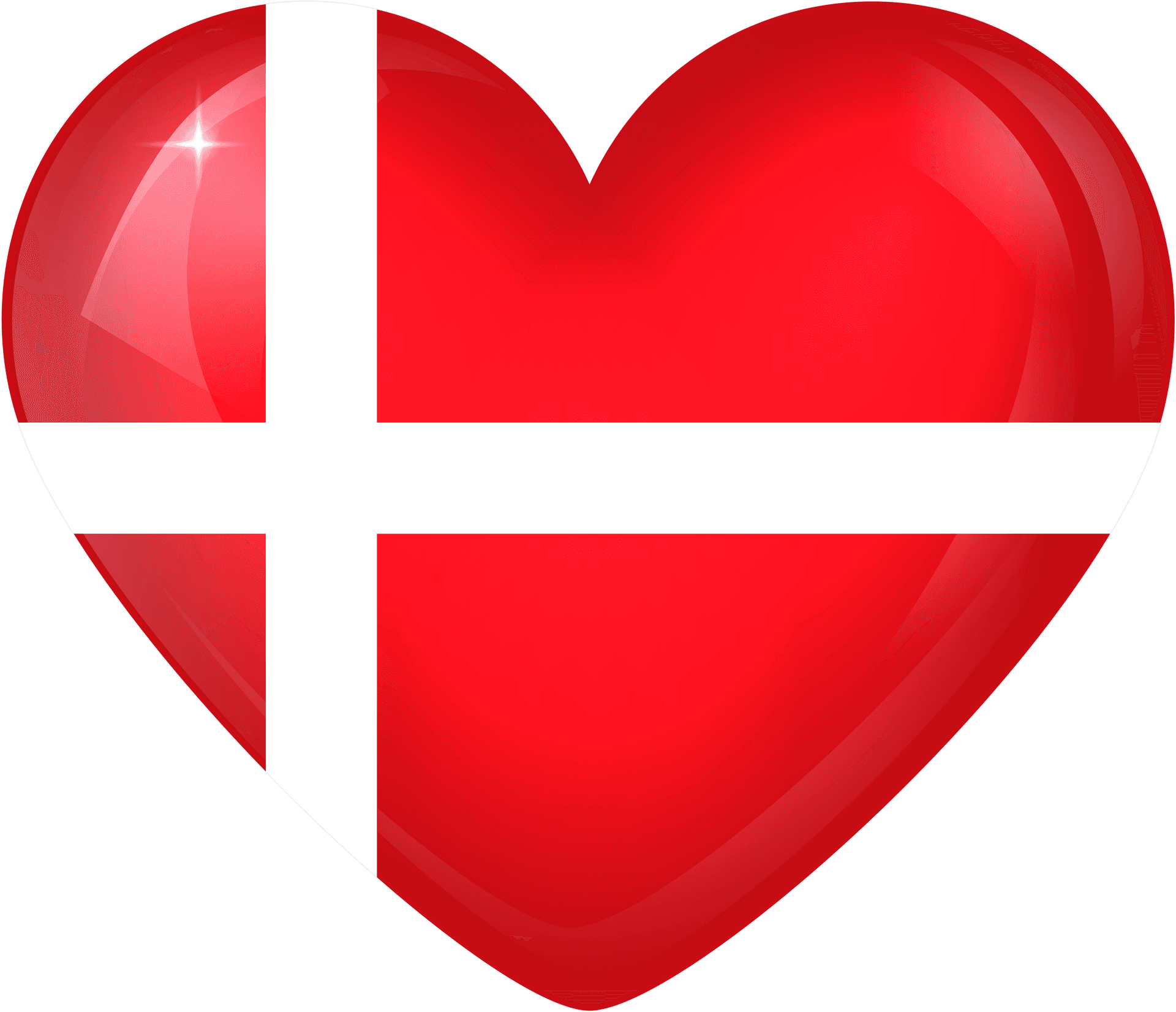 Danish Flag Heart Shaped Graphic PNG