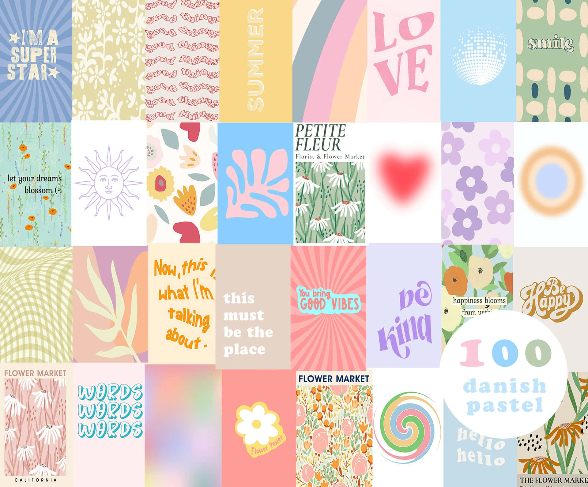 Danish Pastel Inspirational Collage Wallpaper