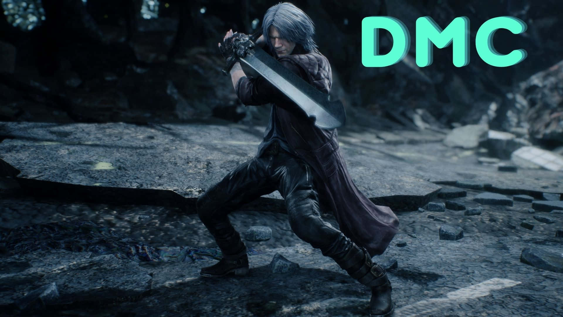 Dante, The Protagonist From The Devil May Cry Series, In A Dynamic Fighting Pose, Wielding His Signature Sword Rebellion. Wallpaper